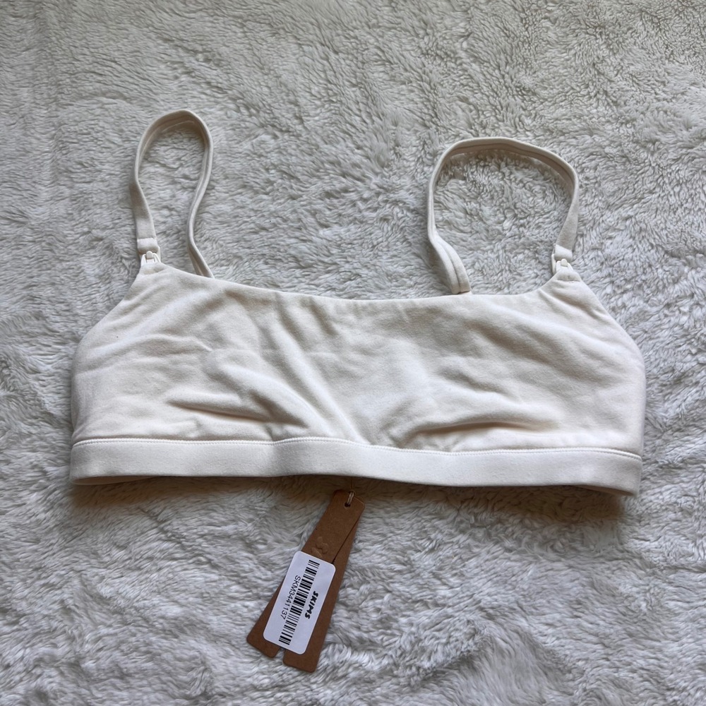 SKIMS Cotton Jersey Maternity Nursing Scoop Bralette Marble SP-SCP-7986W Small